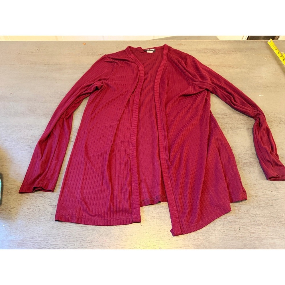 Inner Beauty Burgundy Ribbed Open Front Cardigan Sweater  Womens Large